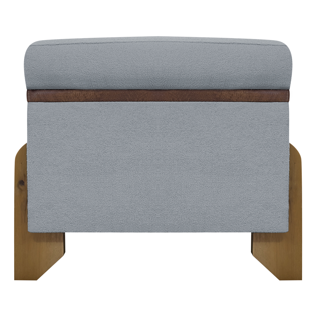 Puff Recamier Baú Para Sala Quarto Cama Solteiro 50 cm Versallies Boucle Cinza