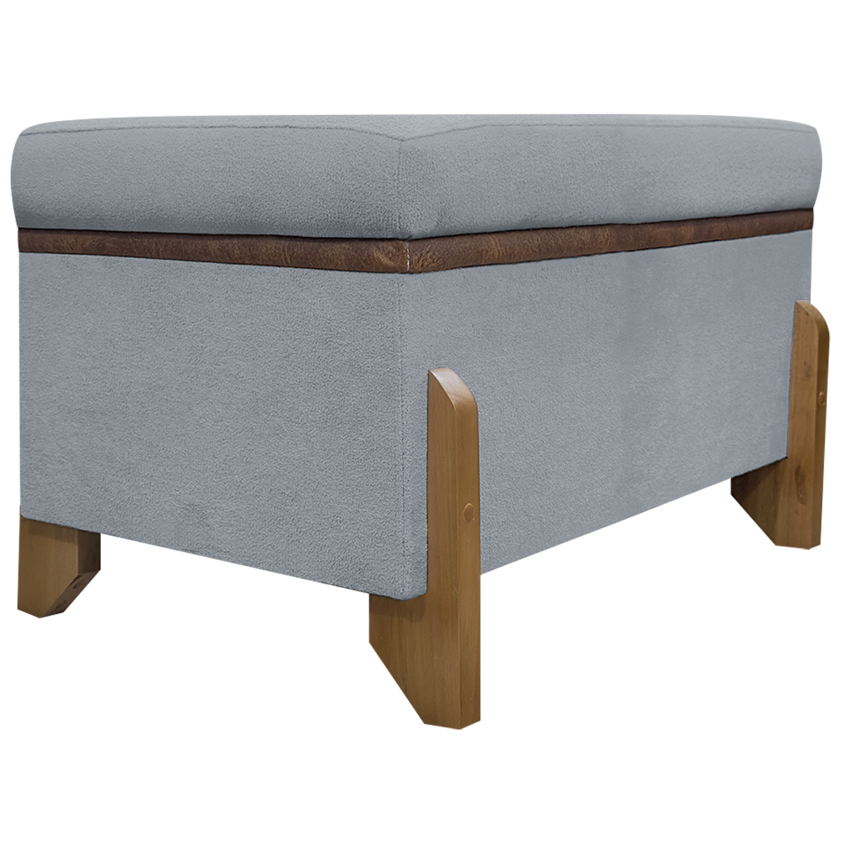 Puff Recamier Baú Para Sala Quarto Cama Solteiro 50 cm Versallies Boucle Cinza