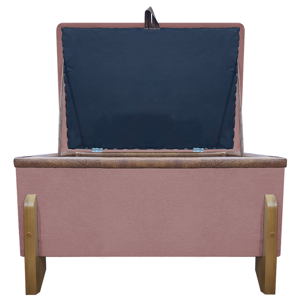 Puff Recamier Baú Para Sala Quarto Cama Solteiro 50 cm Versallies Boucle Rosê
