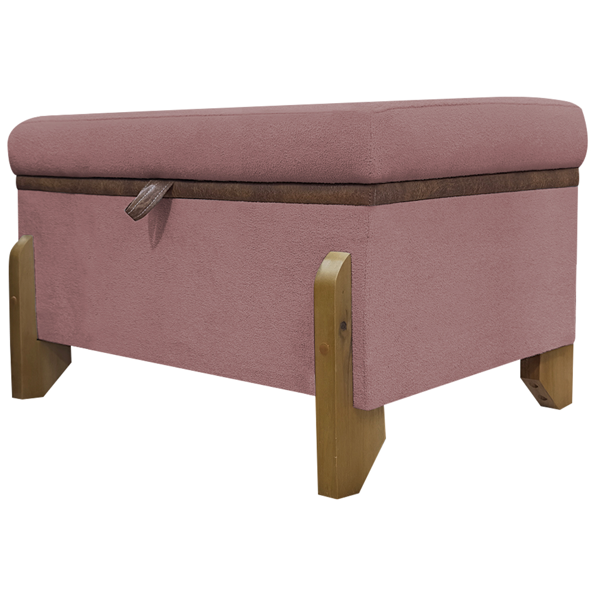 Puff Recamier Baú Para Sala Quarto Cama Solteiro 50 cm Versallies Boucle Rosê