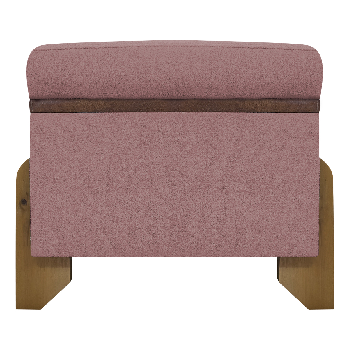 Puff Recamier Baú Para Sala Quarto Cama Solteiro 50 cm Versallies Boucle Rosê