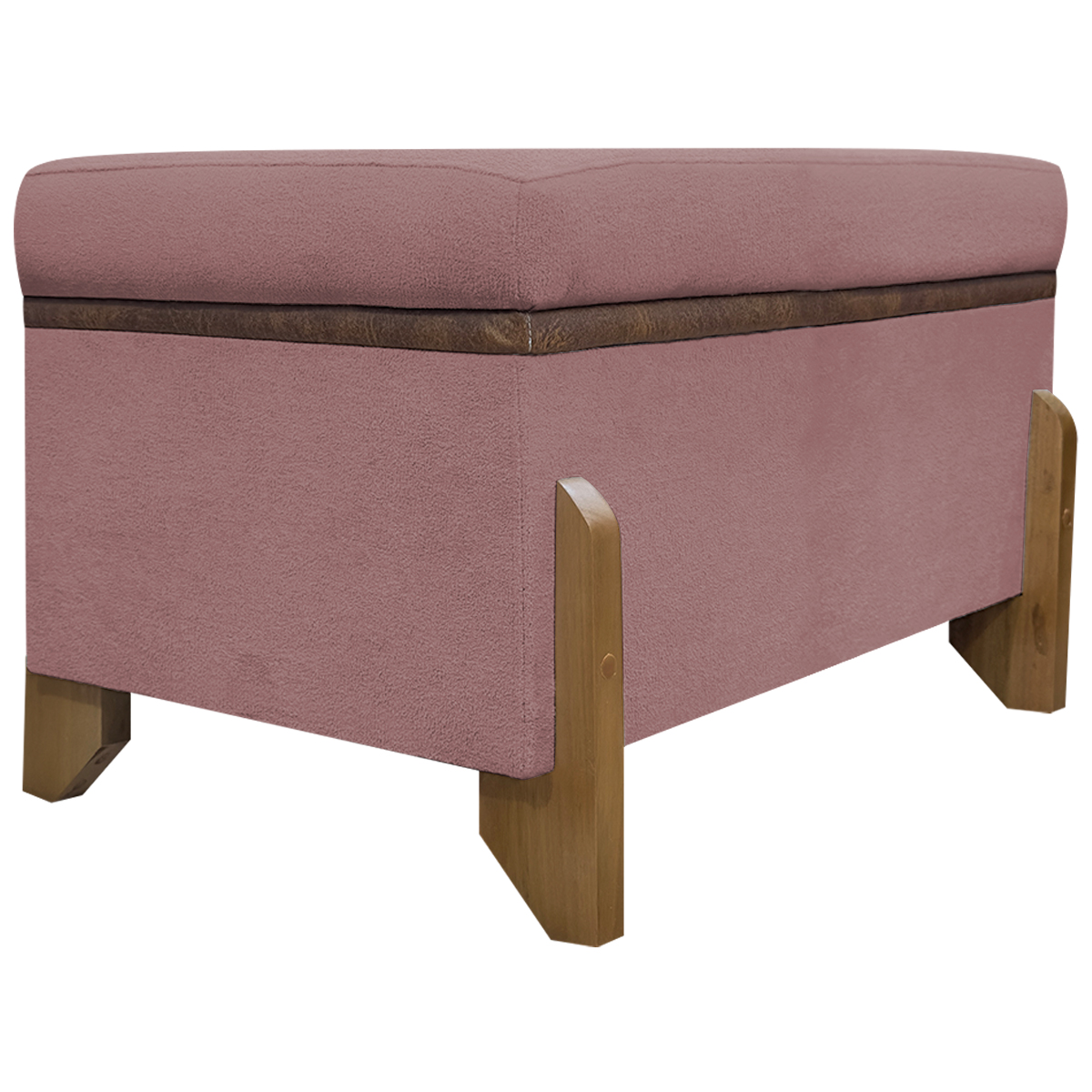 Puff Recamier Baú Para Sala Quarto Cama Solteiro 50 cm Versallies Boucle Rosê