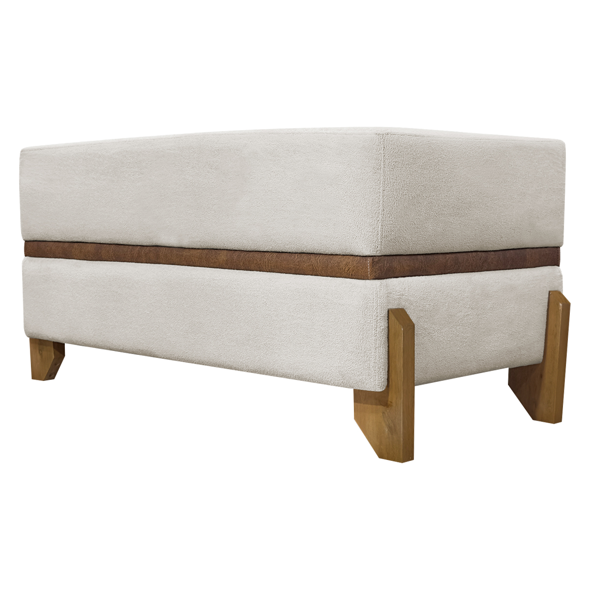 Puff Recamier Para Sala Quarto Cama Casal 100 Cm Kodama Boucle Bege