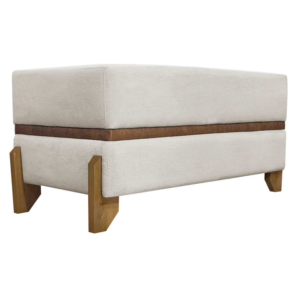 Puff Recamier Para Sala Quarto Cama Casal 100 Cm Kodama Boucle Bege
