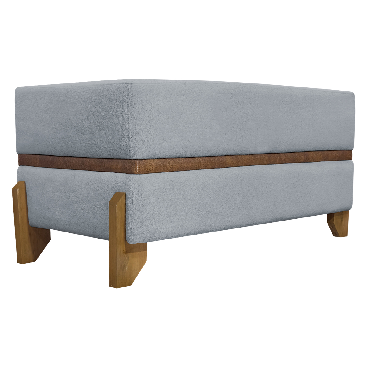 Puff Recamier Para Sala Quarto Cama Casal 100 Cm Kodama Boucle Cinza
