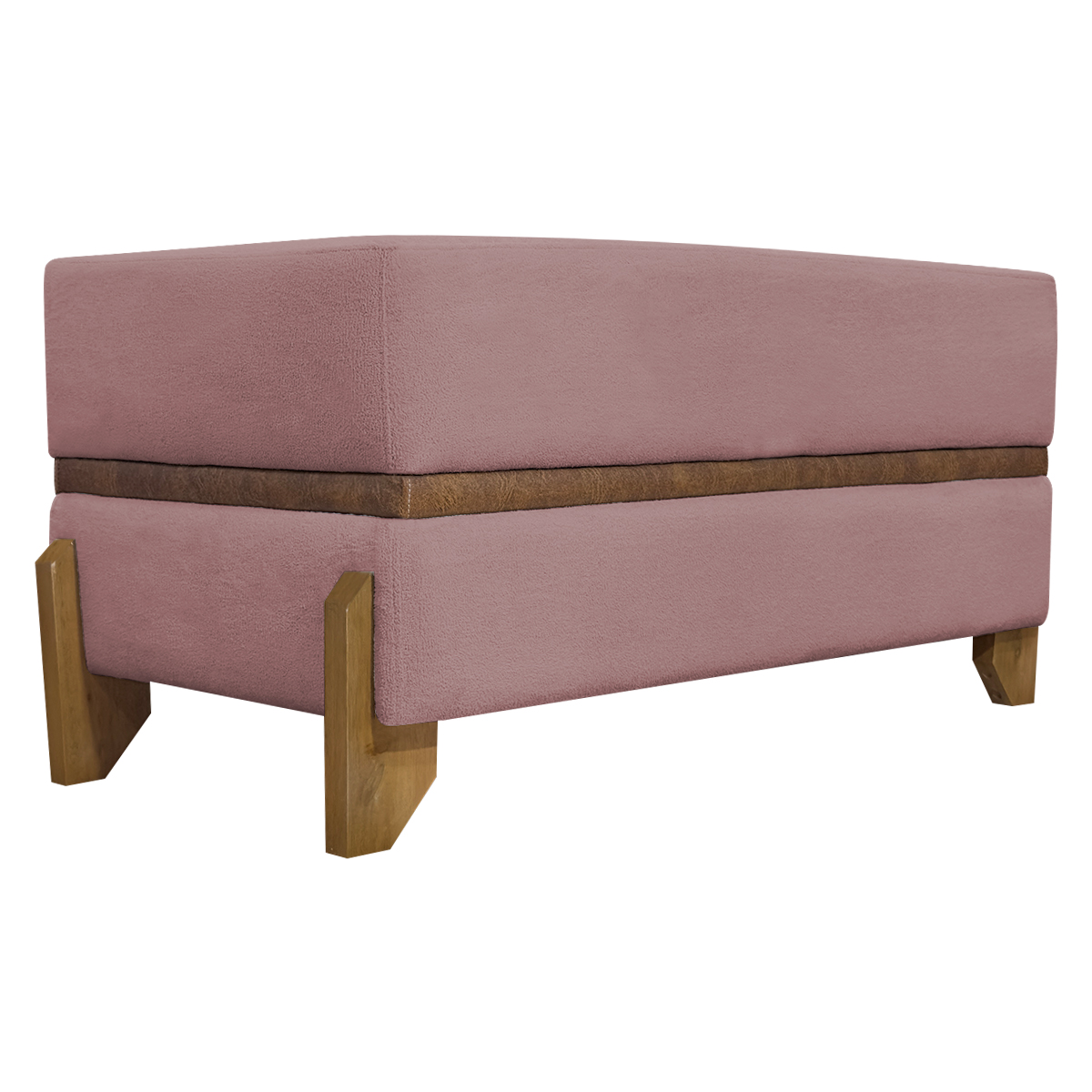 Puff Recamier Para Sala Quarto Cama Casal 100 Cm Kodama Boucle Rosê