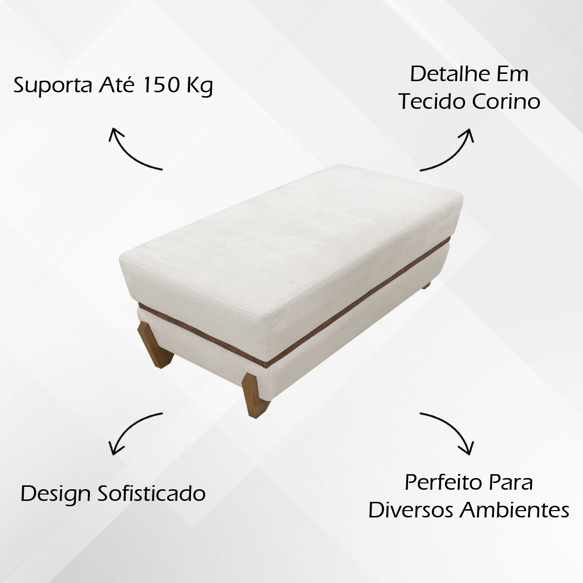 Puff Recamier Para Sala Quarto Cama King 200 Cm Kodama Boucle Bege