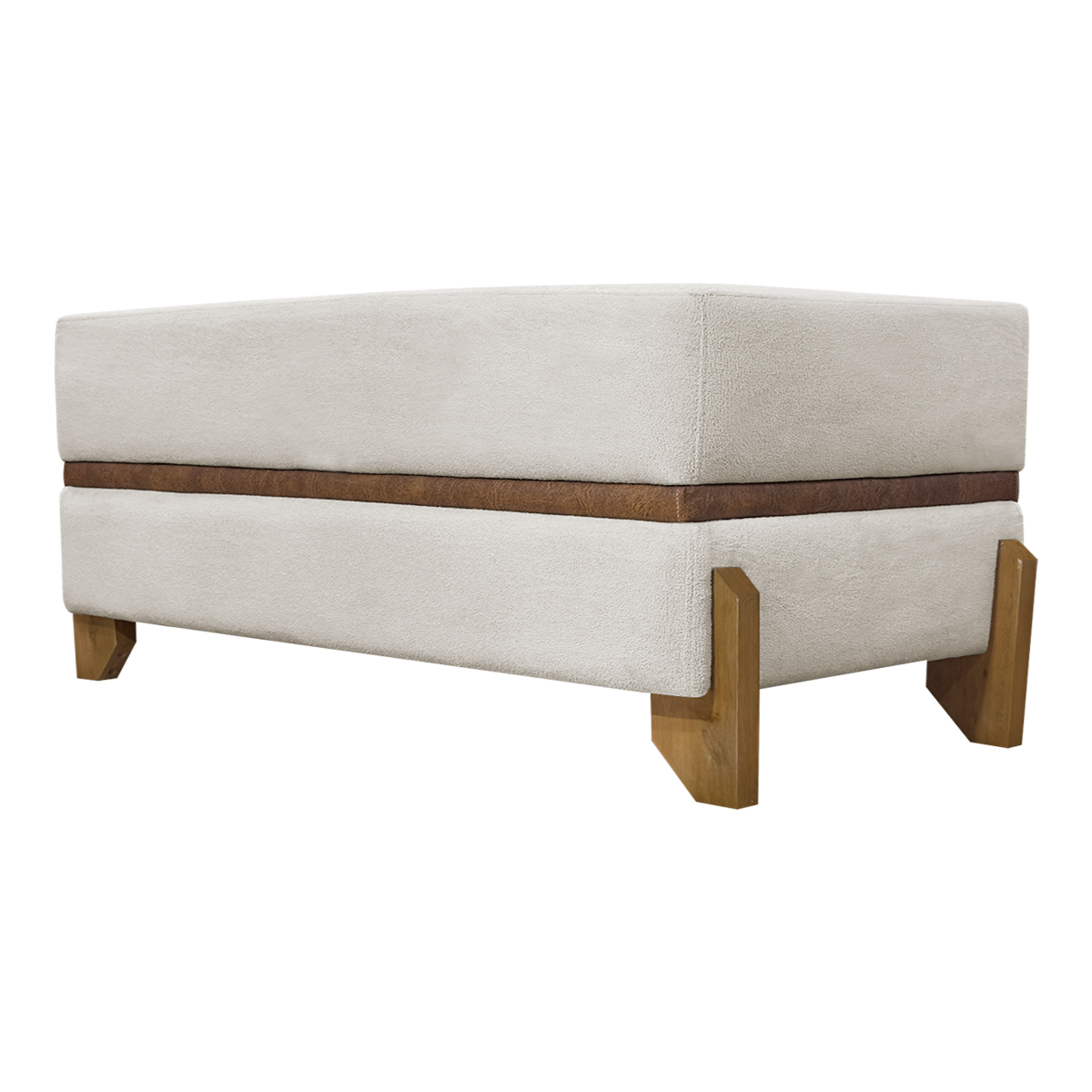 Puff Recamier Para Sala Quarto Cama King 200 Cm Kodama Boucle Bege
