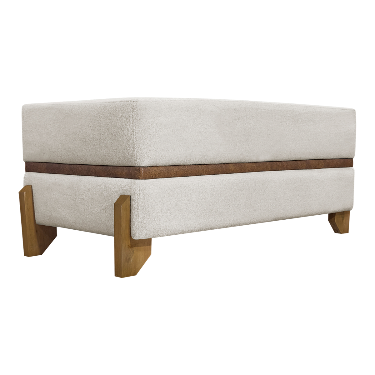 Puff Recamier Para Sala Quarto Cama King 200 Cm Kodama Boucle Bege