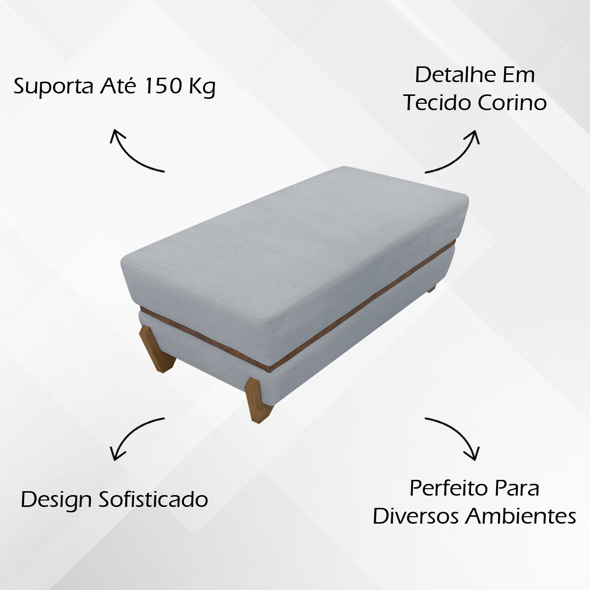 Puff Recamier Para Sala Quarto Cama King 200 Cm Kodama Boucle Cinza