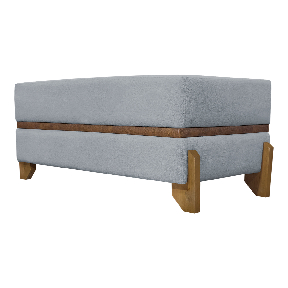 Puff Recamier Para Sala Quarto Cama King 200 Cm Kodama Boucle Cinza