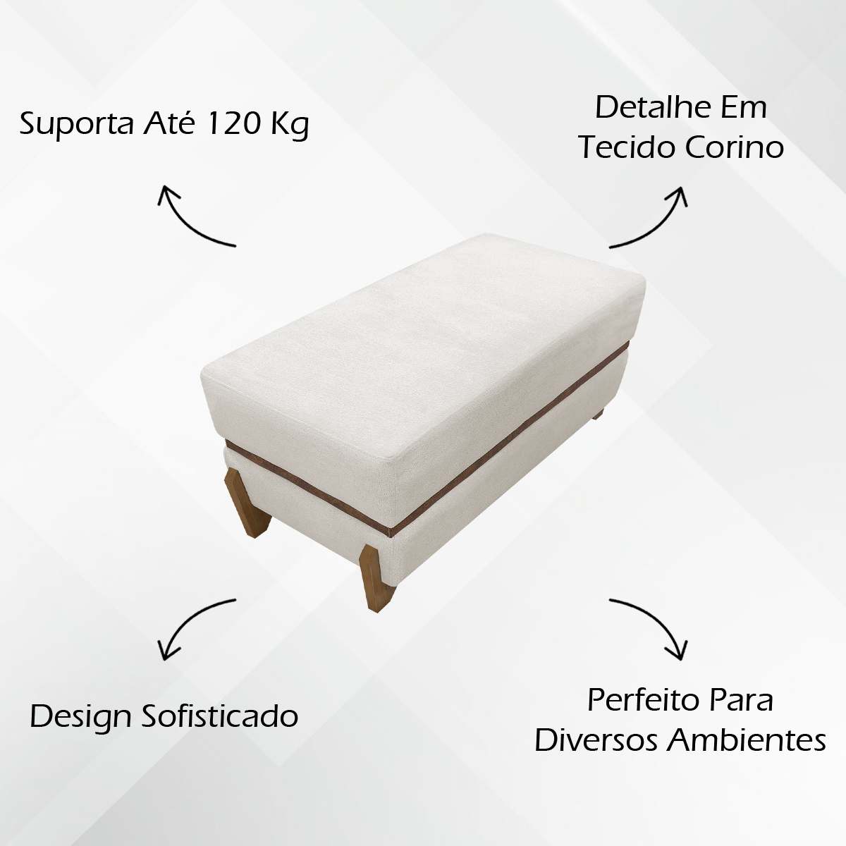 Puff Recamier Para Sala Quarto Cama Queen 150 Cm Kodama Boucle Bege