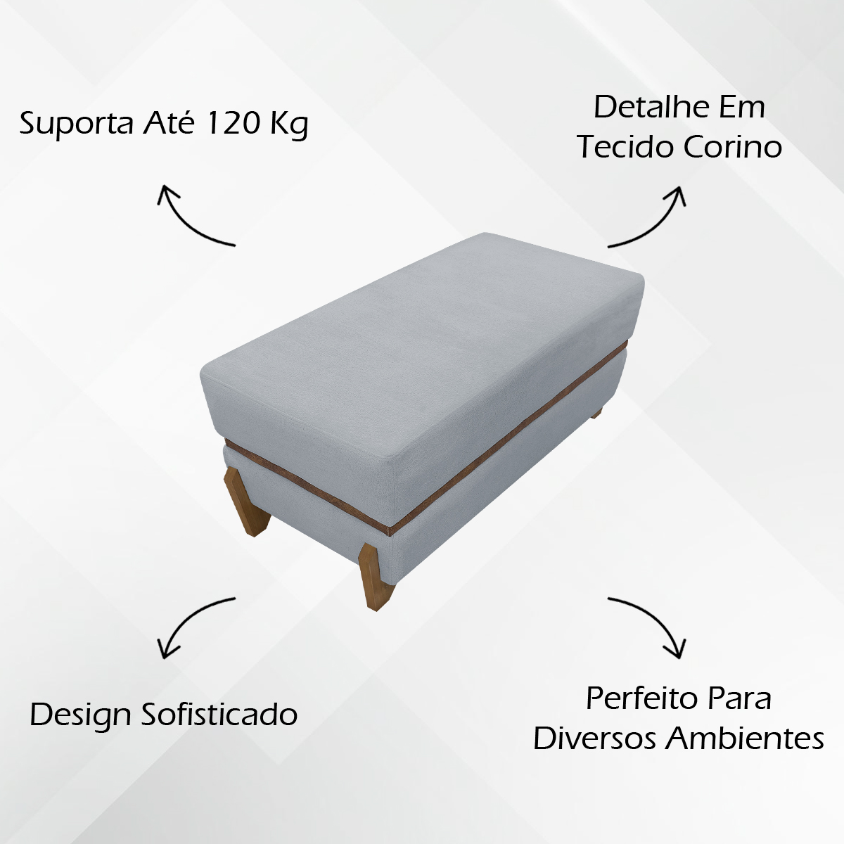 Puff Recamier Para Sala Quarto Cama Queen 150 Cm Kodama Boucle Cinza