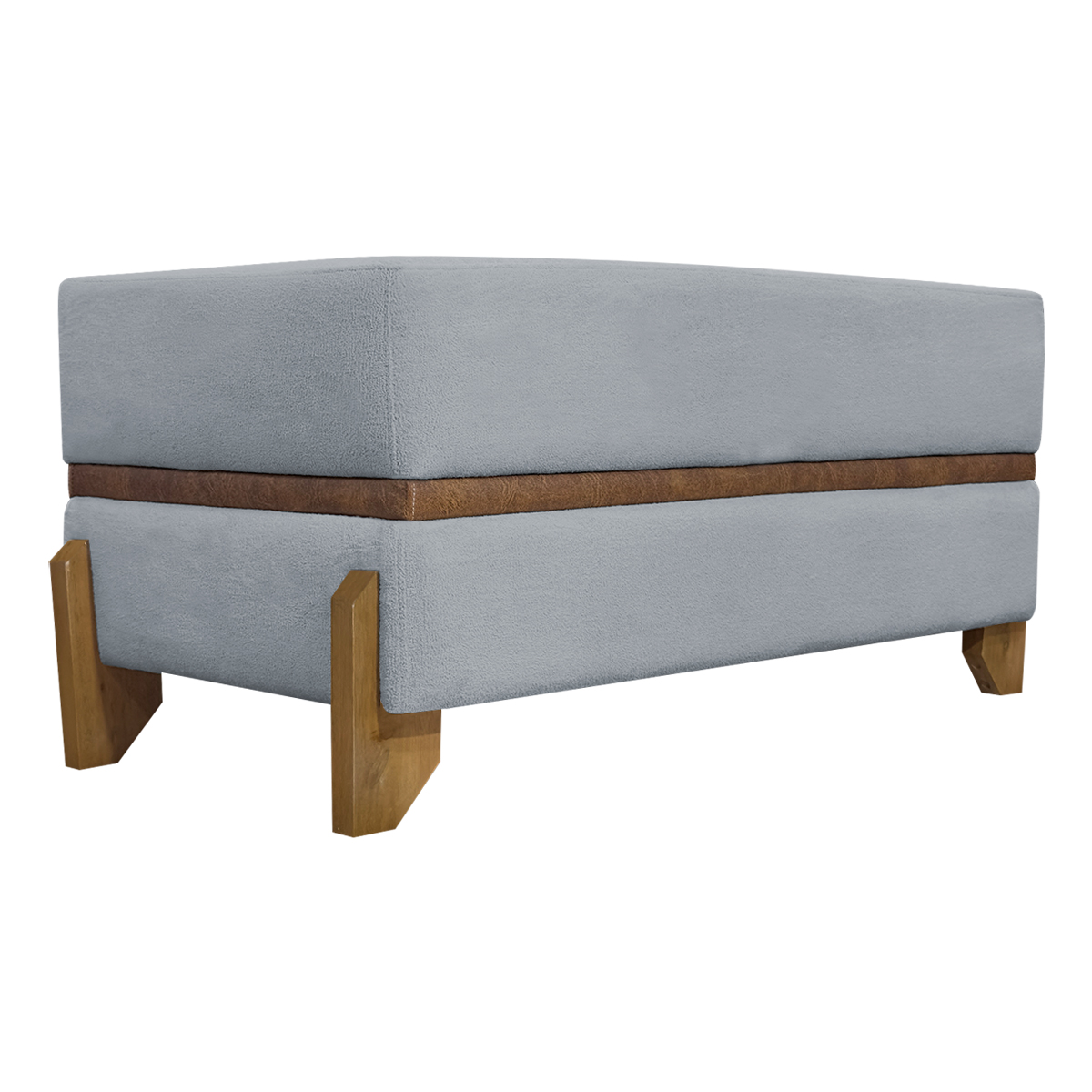 Puff Recamier Para Sala Quarto Cama Queen 150 Cm Kodama Boucle Cinza