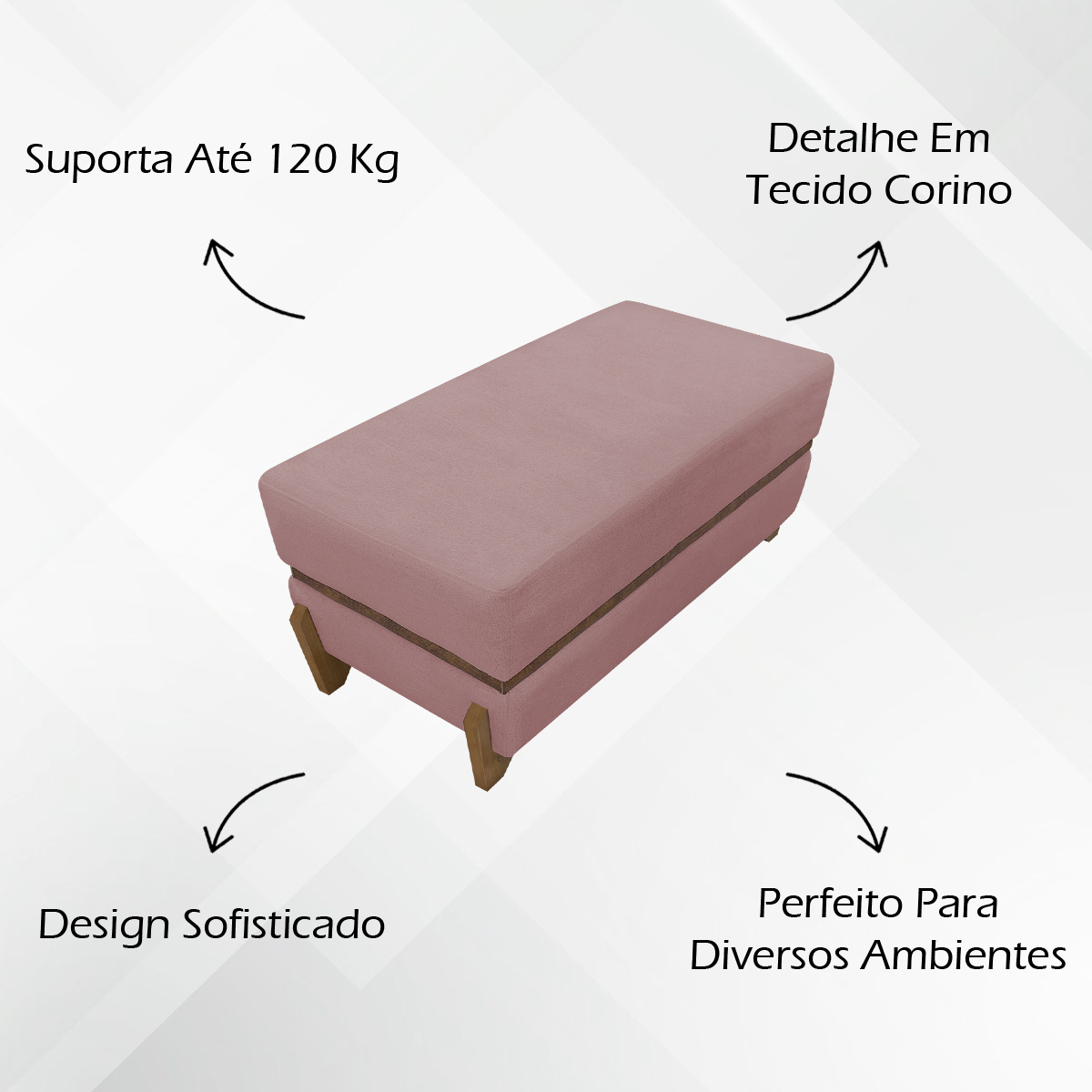 Puff Recamier Para Sala Quarto Cama Queen 150 Cm Kodama Boucle Rosê