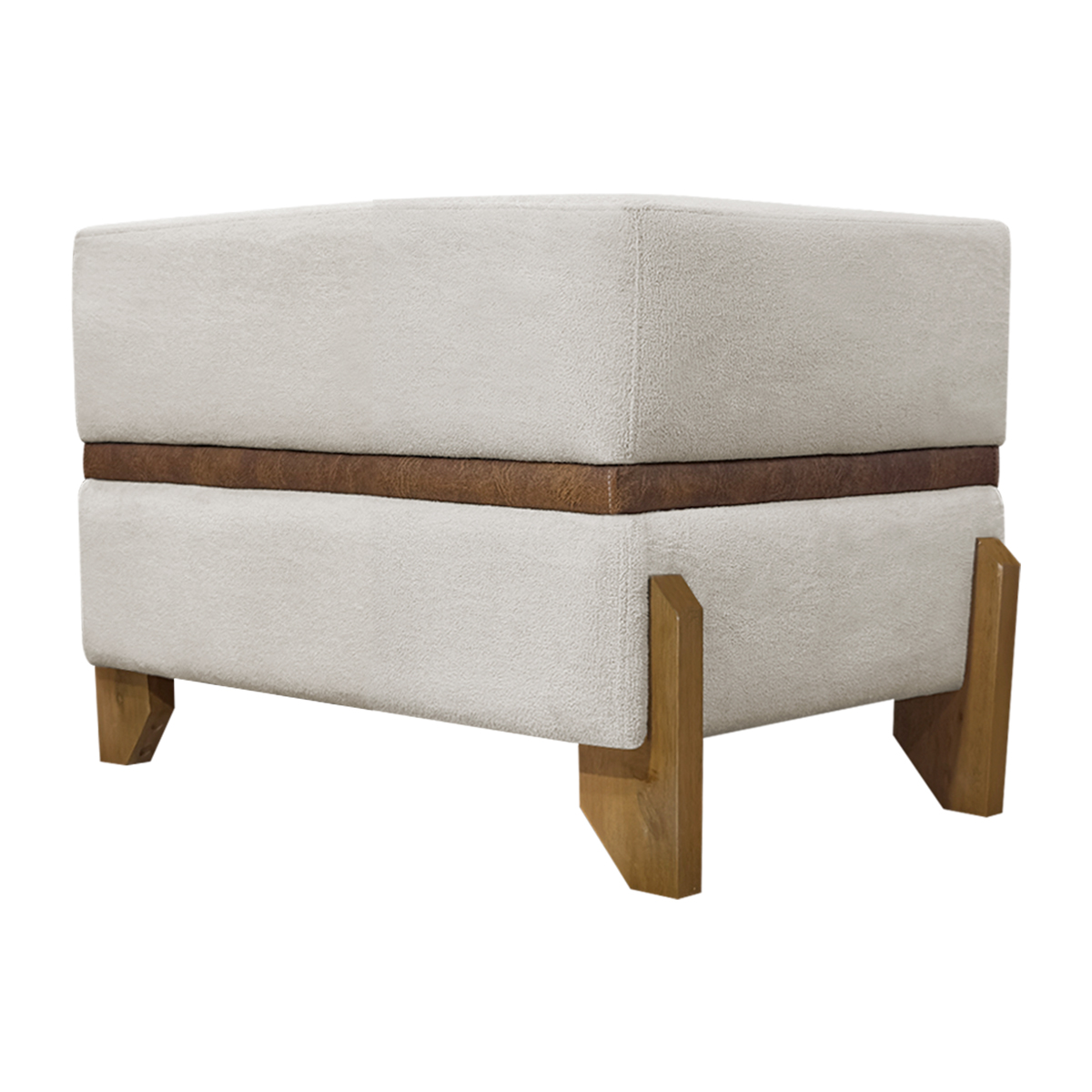Puff Recamier Para Sala Quarto Cama de Solteiro 50 Cm Kodama Boucle Bege
