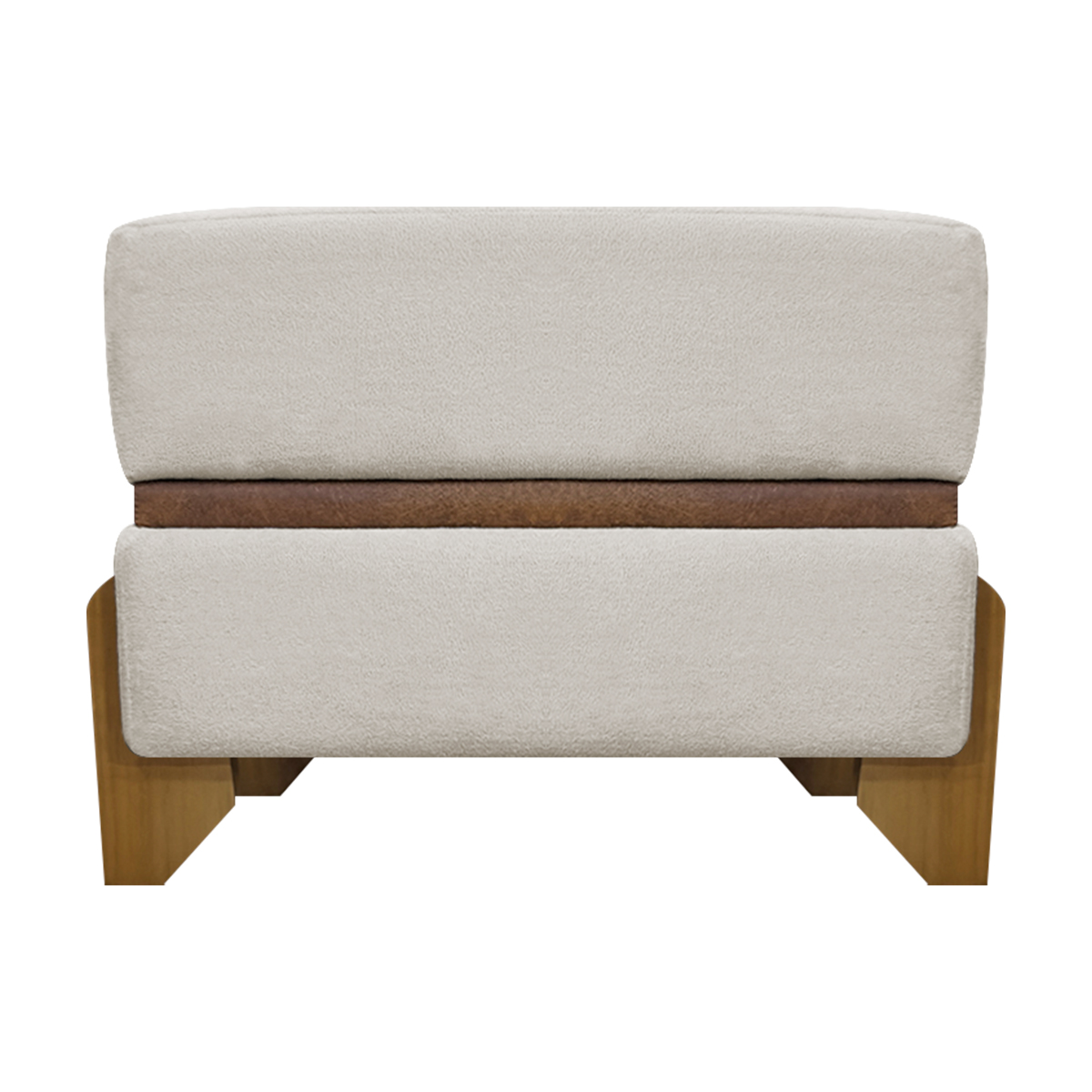 Puff Recamier Para Sala Quarto Cama de Solteiro 50 Cm Kodama Boucle Bege