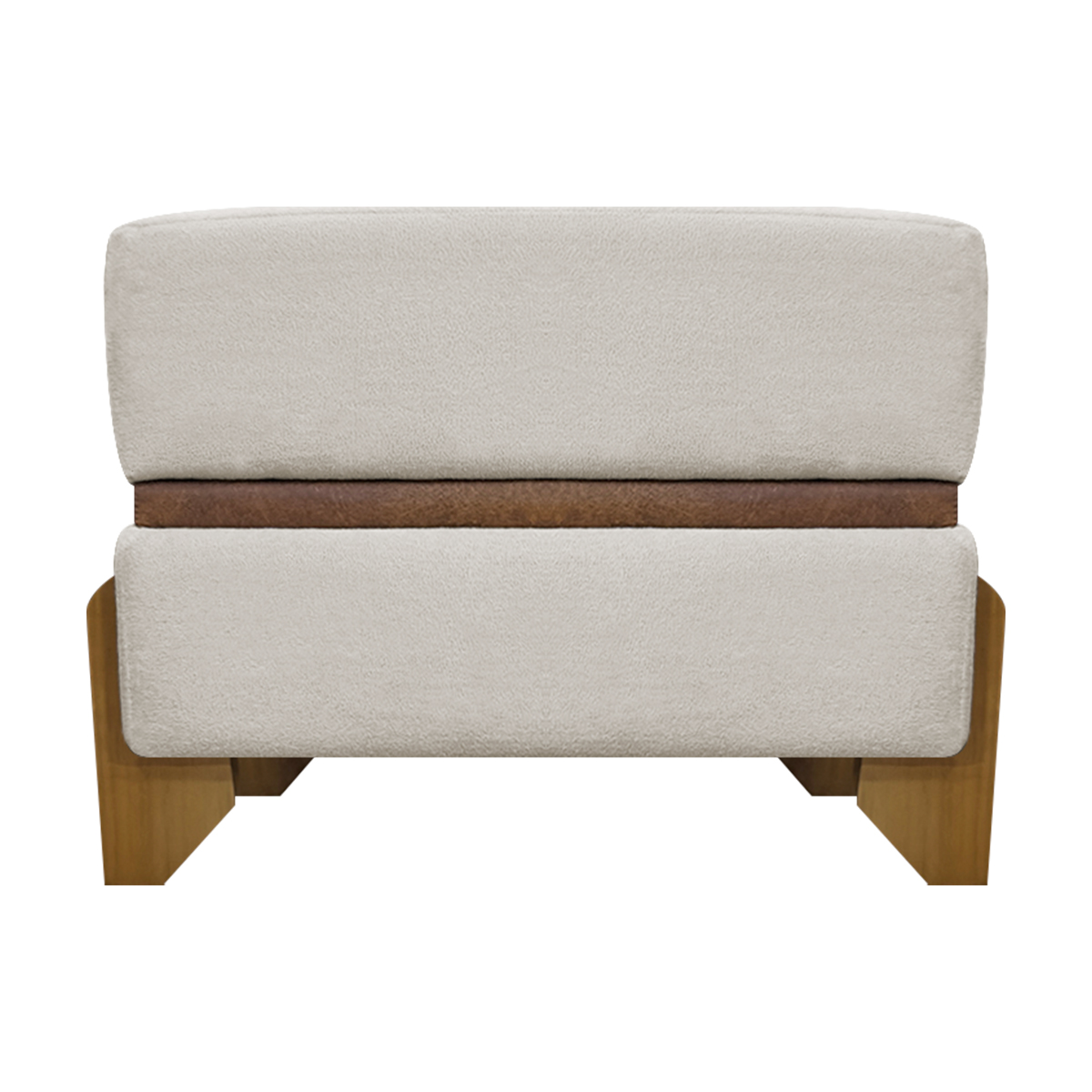 Puff Recamier Para Sala Quarto Cama de Solteiro 50 Cm Kodama Boucle Bege