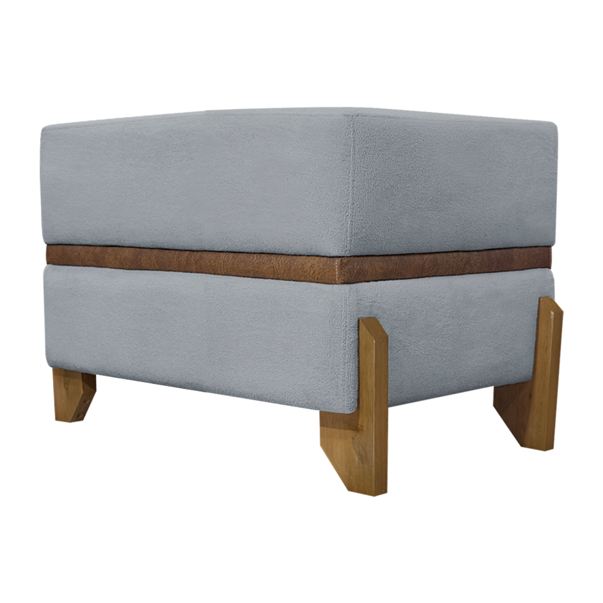 Puff Recamier Para Sala Quarto Cama de Solteiro 50 Cm Kodama Boucle Cinza