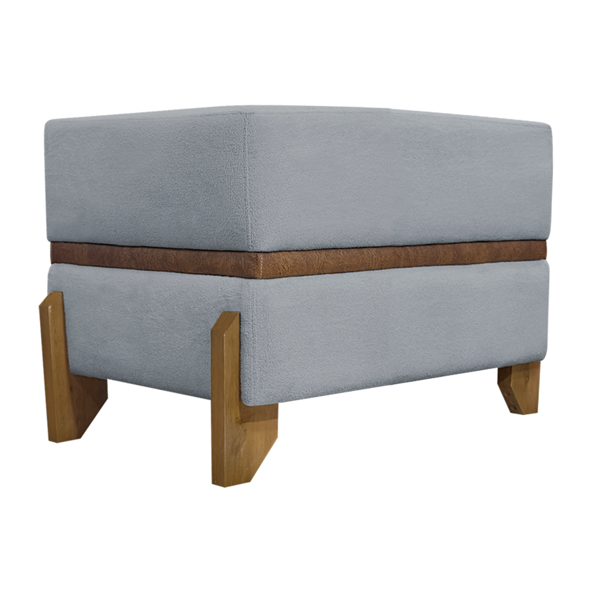 Puff Recamier Para Sala Quarto Cama de Solteiro 50 Cm Kodama Boucle Cinza