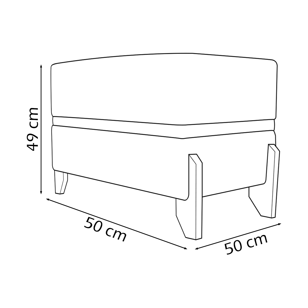 Puff Recamier Para Sala Quarto Cama de Solteiro 50 Cm Kodama Boucle Rosê