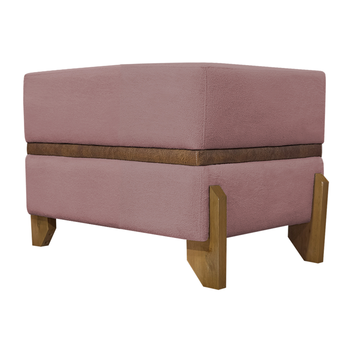 Puff Recamier Para Sala Quarto Cama de Solteiro 50 Cm Kodama Boucle Rosê