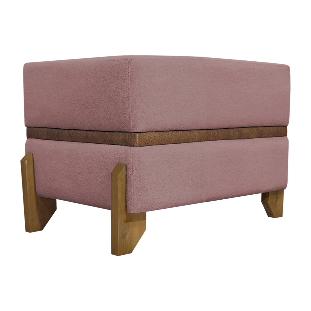 Puff Recamier Para Sala Quarto Cama de Solteiro 50 Cm Kodama Boucle Rosê