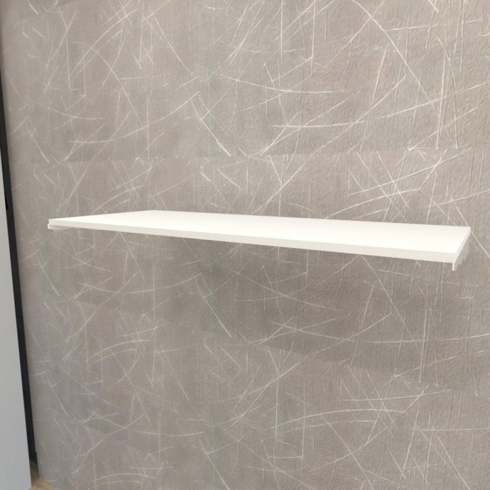 Kit com prateleira em mdf para cremalheira, com suportes 100x40 3 branco modelo clst2b13