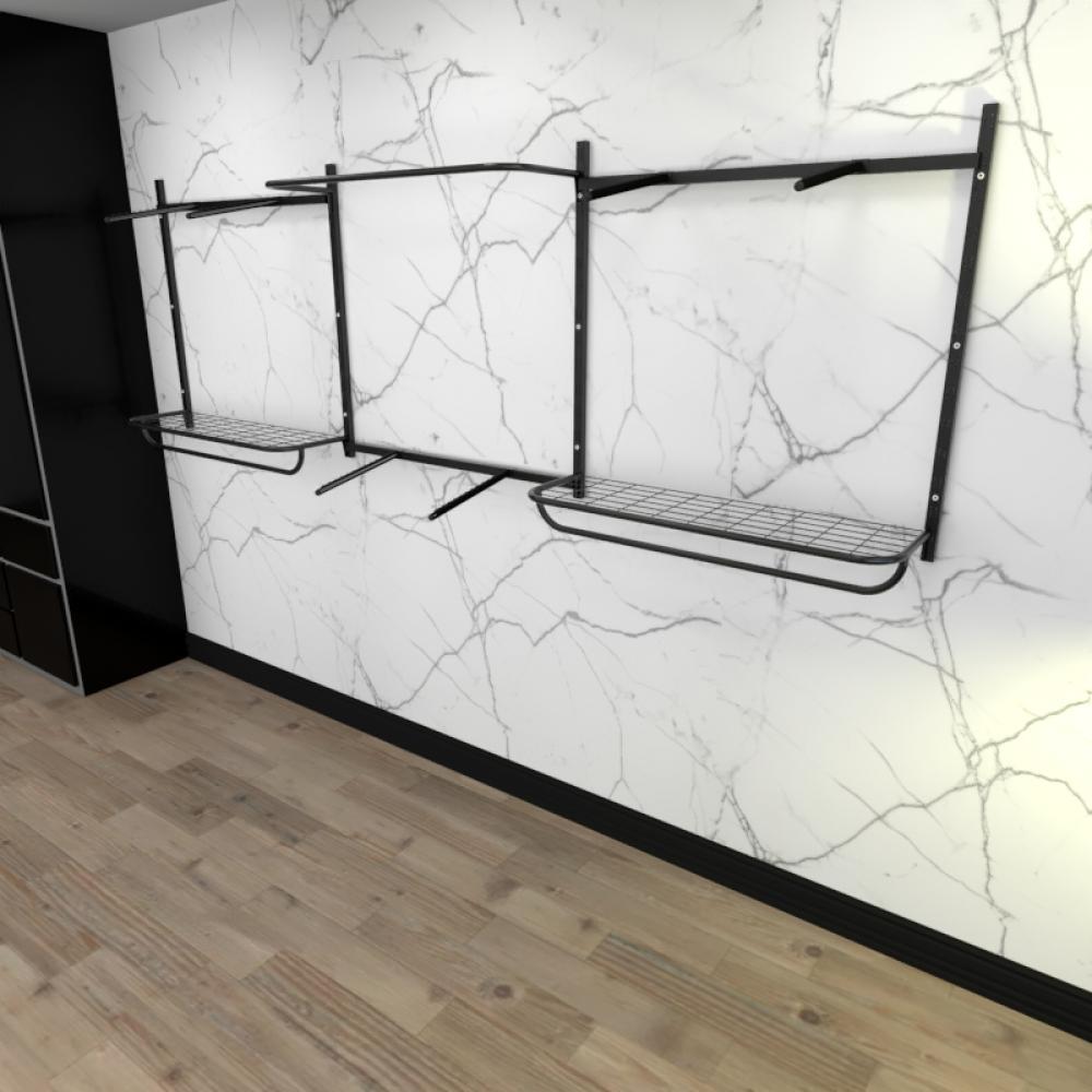Kit para Closet com 16 peças regulável 300x100 cm tonalidade preto modelo clst1p441