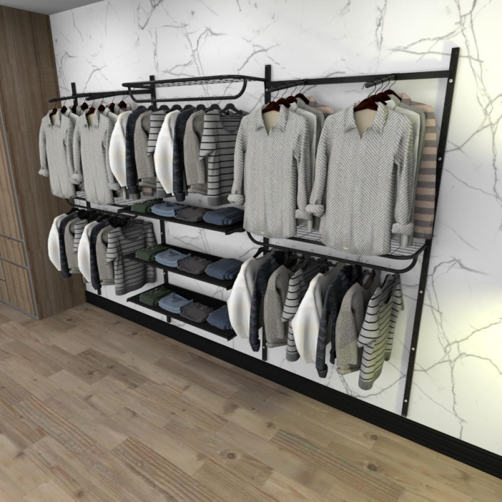 Kit para Closet com 22 peças regulável 300x200 cm tonalidade preto modelo clst2p438