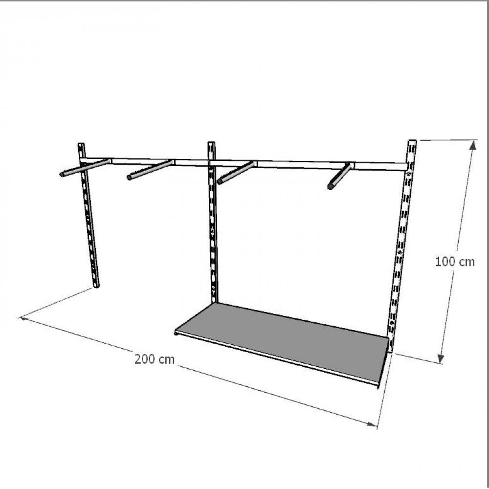 Kit para Closet com 3 peças regulável 200x100 cm tonalidade branco modelo clst1b266