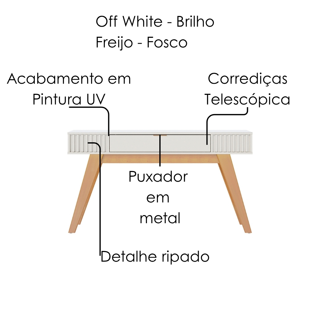 Aparador Para Sala 1 Gaveta 136 cm Riviera Off White Freijo Colibri