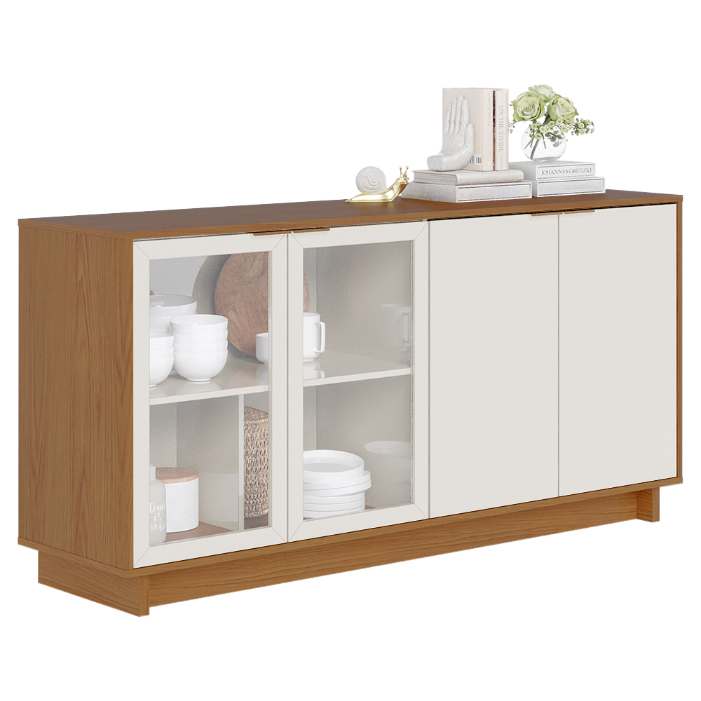 Balcao Aparador Buffet 4 Portas 160 cm Vitoria Freijo Off White Colibri