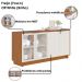 Balcao Aparador Buffet 4 Portas 160 cm Vitoria Freijo Off White Colibri