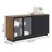 Balcao Aparador Buffet 4 Portas 160 cm Vitoria Noce Milano Preto Colibri