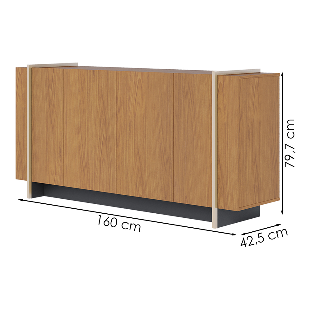 Balcao Buffet 160 cm Copacabana Dourado Freijo Colibri