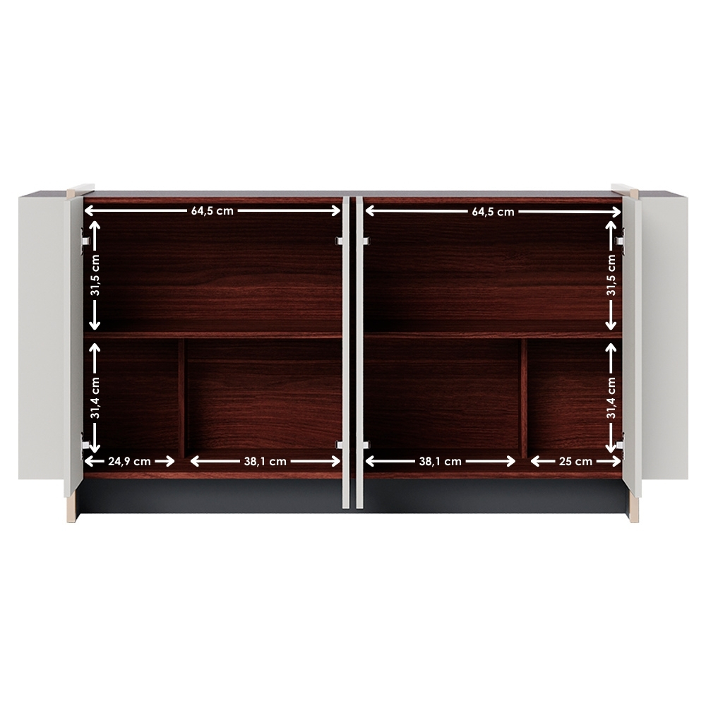 Balcao Buffet 160 cm Copacabana Dourado Off White Nogueira Real Colibri