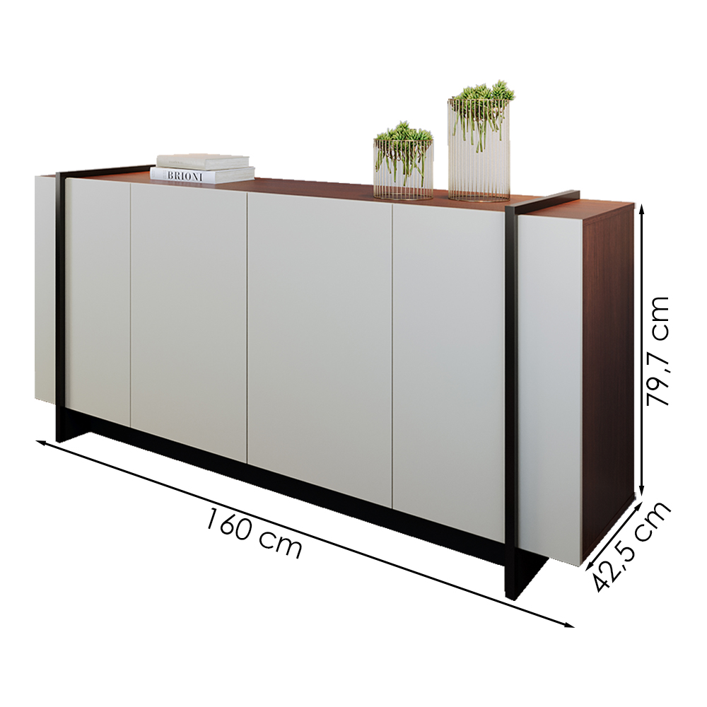Balcao Buffet 160 cm Copacabana Preto Off White Nogueira Real Colibri