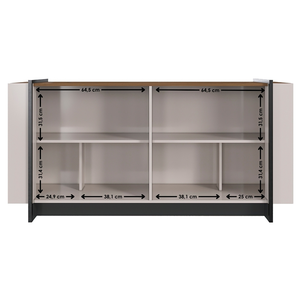 Balcao Buffet 160 cm Copacabana Preto Off White Nogueira Real Colibri
