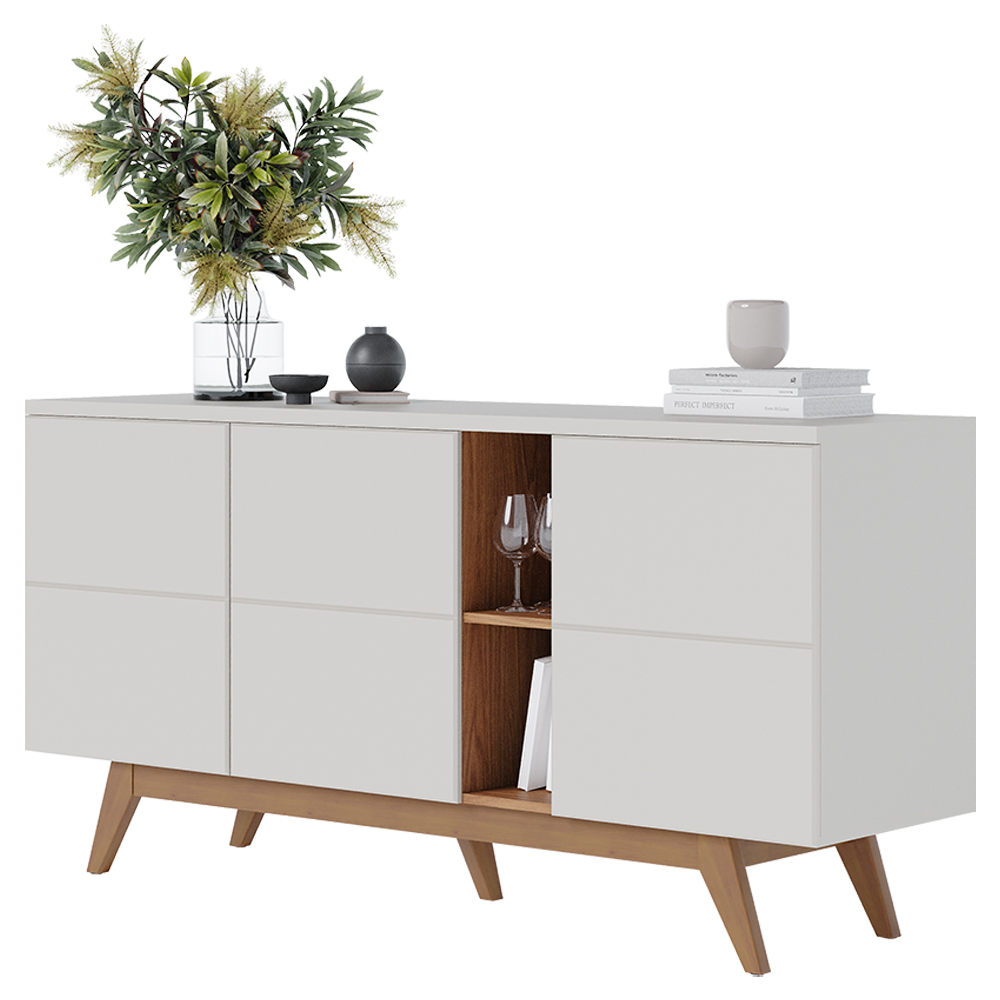 Balcao Buffet Aparador 160 cm Noronha Off White Matte Freijo Colibri