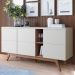 Balcao Buffet Aparador 160 cm Noronha Off White Matte Freijo Colibri