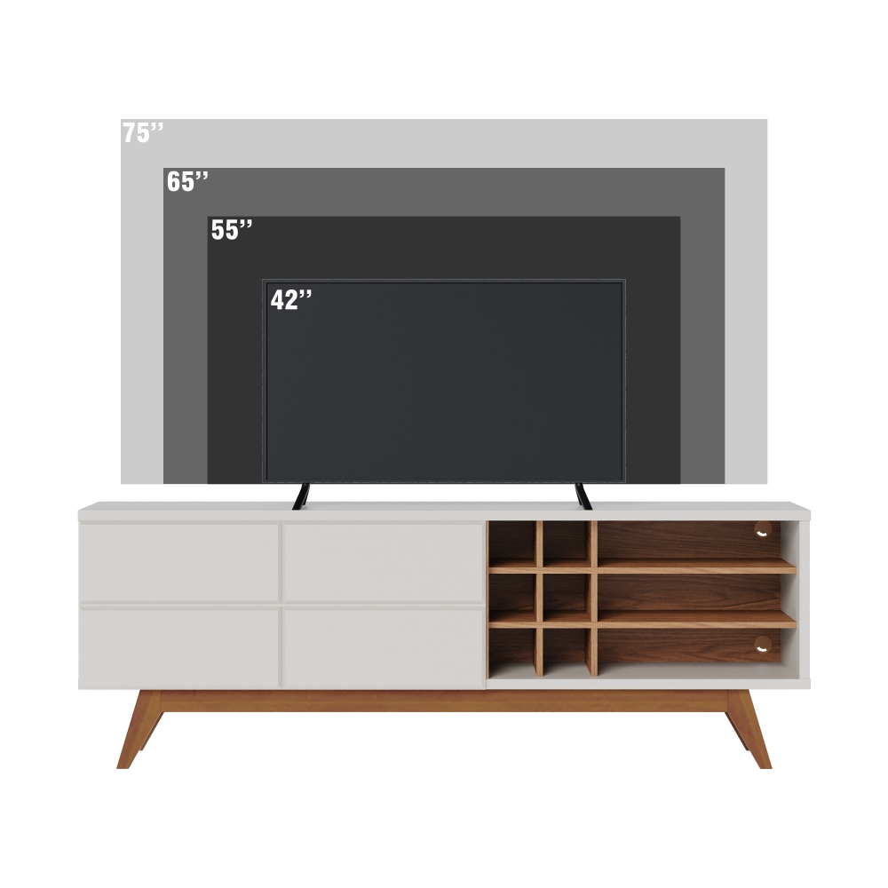 Bancada para TV 70 Polegadas Charles Off-White Matte Freijo