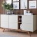 Buffet 3 Portas e Prateleiras Aurora Off White Matte Freijó