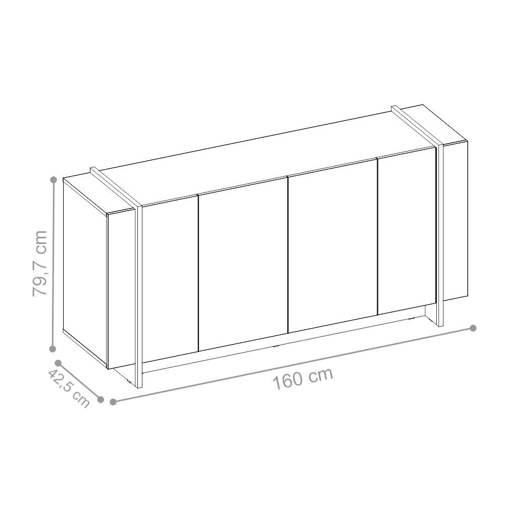 Buffet 4 Portas Sau Off White Nogueira Preto