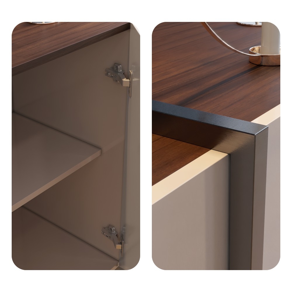 Buffet 4 Portas Sau Off White Nogueira Preto