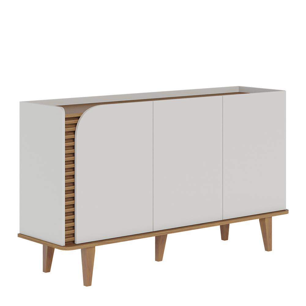 Buffet Aparador Jurerê 3 Portas Off White Matte/Freijó - Colibri