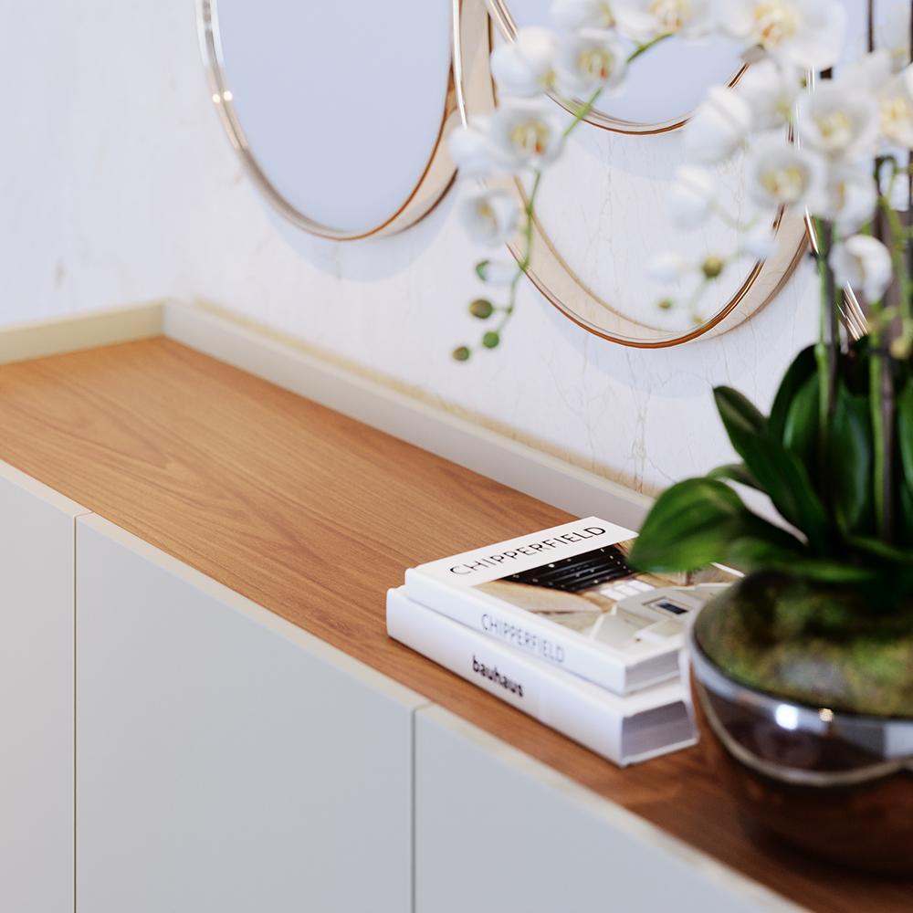 Buffet Aparador Jurerê 3 Portas Off White Matte/Freijó - Colibri