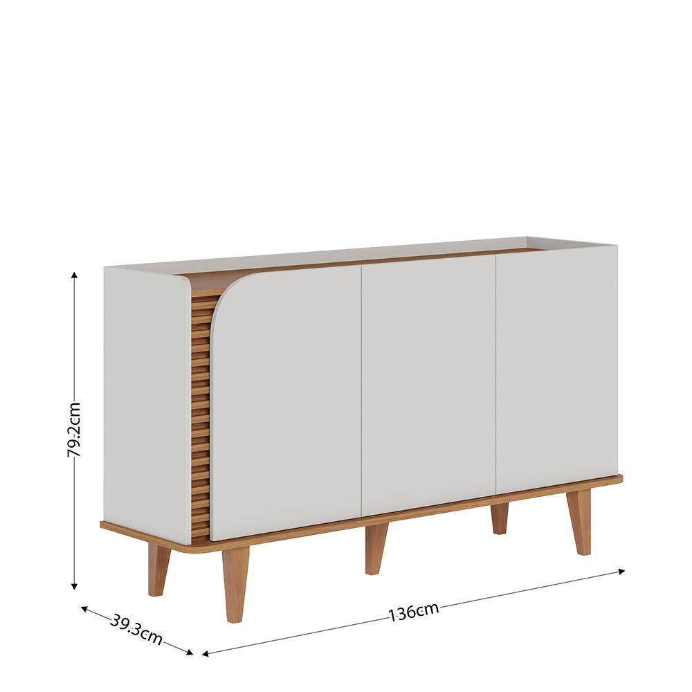 Buffet Aparador Jurerê 3 Portas Off White Matte/Freijó - Colibri