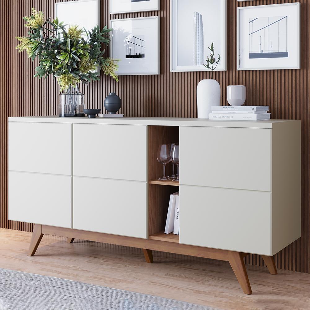 Buffet Aparador Noronha 3 Portas Off White Matte/Freijó - Colibri