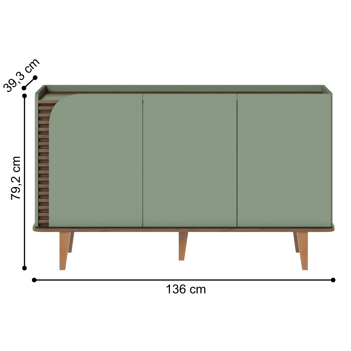 Buffet Ripado 3 Portas Salete Hortela Amendoa